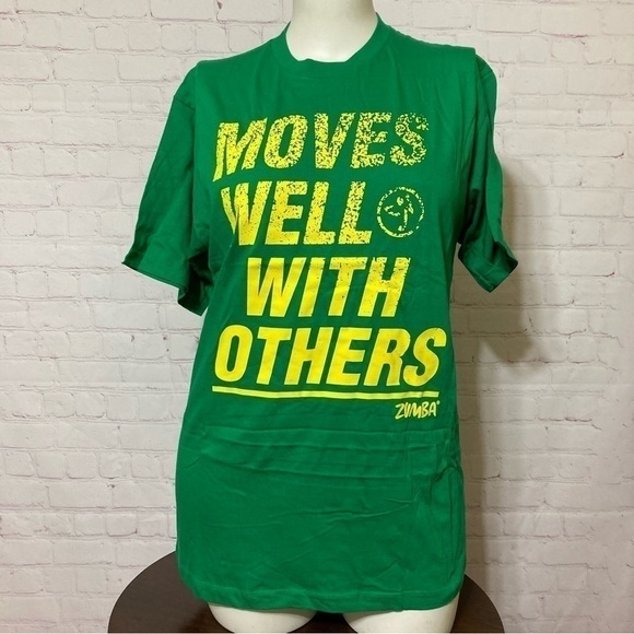 ZUMBA T-Shirt “MOVES WELL WITH OTHERS” customazible 100% cotton Large new - Picture 2 of 5